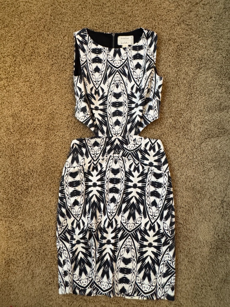 Nicole Miller Black And White Cutout Dress